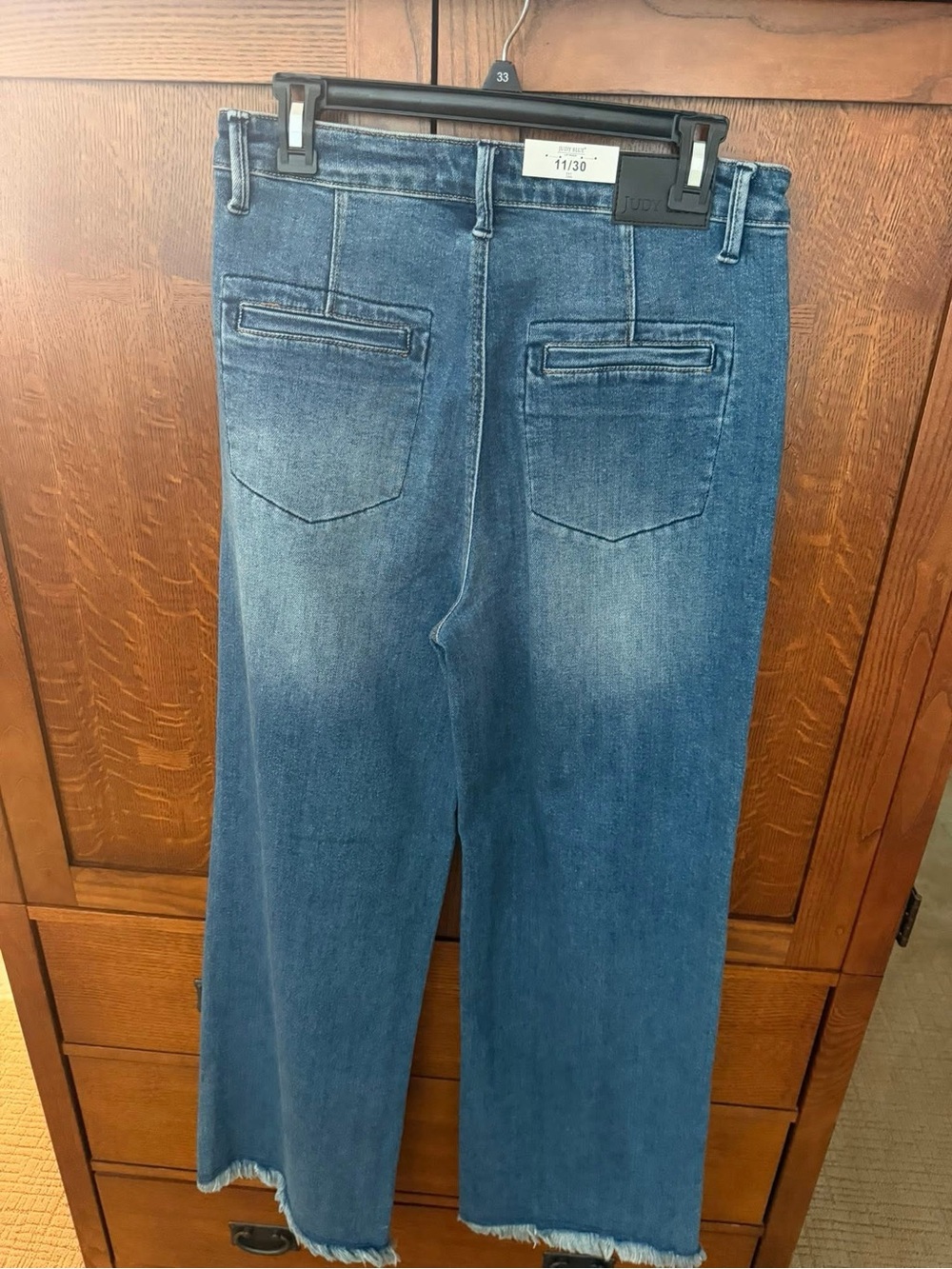 Judy Blue High-Rise Column Jeans with Button Fly and frayed hem - Picture 3 of 3